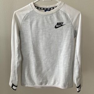 Nike Light Gray and White Long Sleeve Top